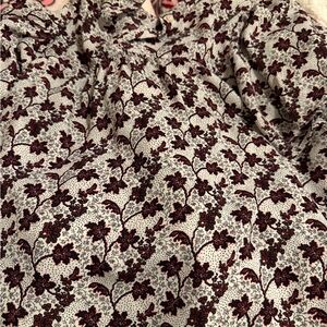 LOFT Black and Red Floral Top mock neck